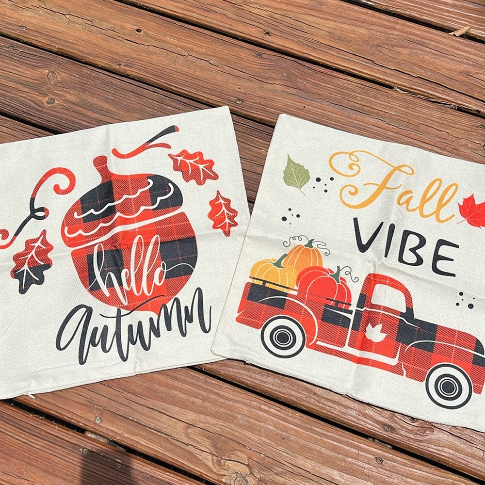 New Fall Autumn  Pillow Covers 17x17 set of 2